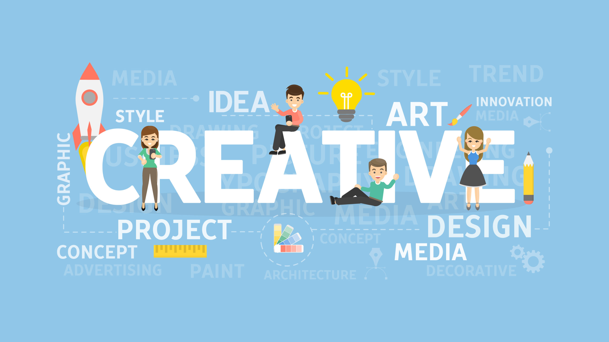 Creativity illustration concept. Idea of imagination, design and brainstorming.